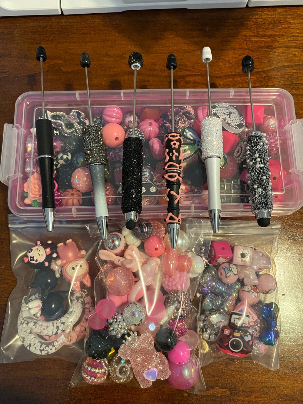Bead Bundle black and pink theme Free pen/stylus so cute!